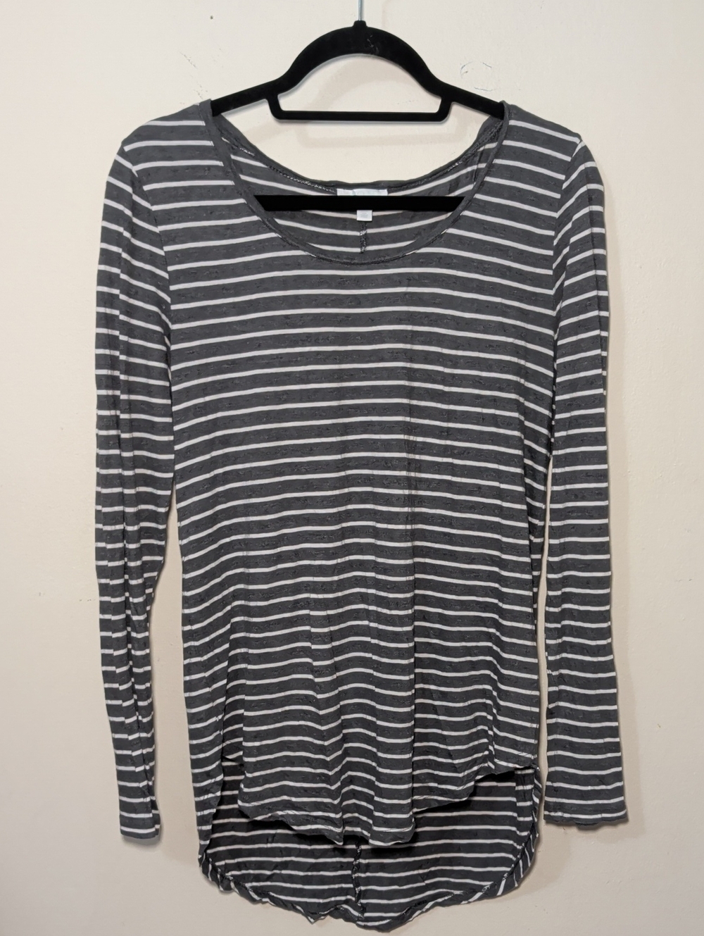 Abound Gray + White Striped Tunic Scoop Neck Long Sleeves Women's Size S